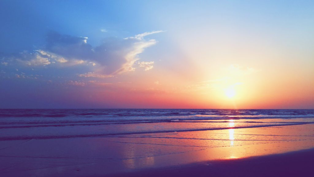 View Of Scenic And Calm Sea At Sunset